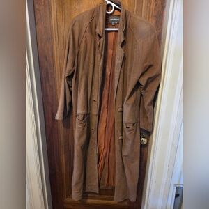 Brown Vintage Maurices Leather Trench Coat- Size Medium